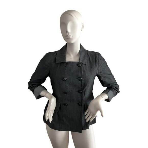 Sandro Sportswear Peplum Double Breasted Jacket Black M - Picture 1 of 10